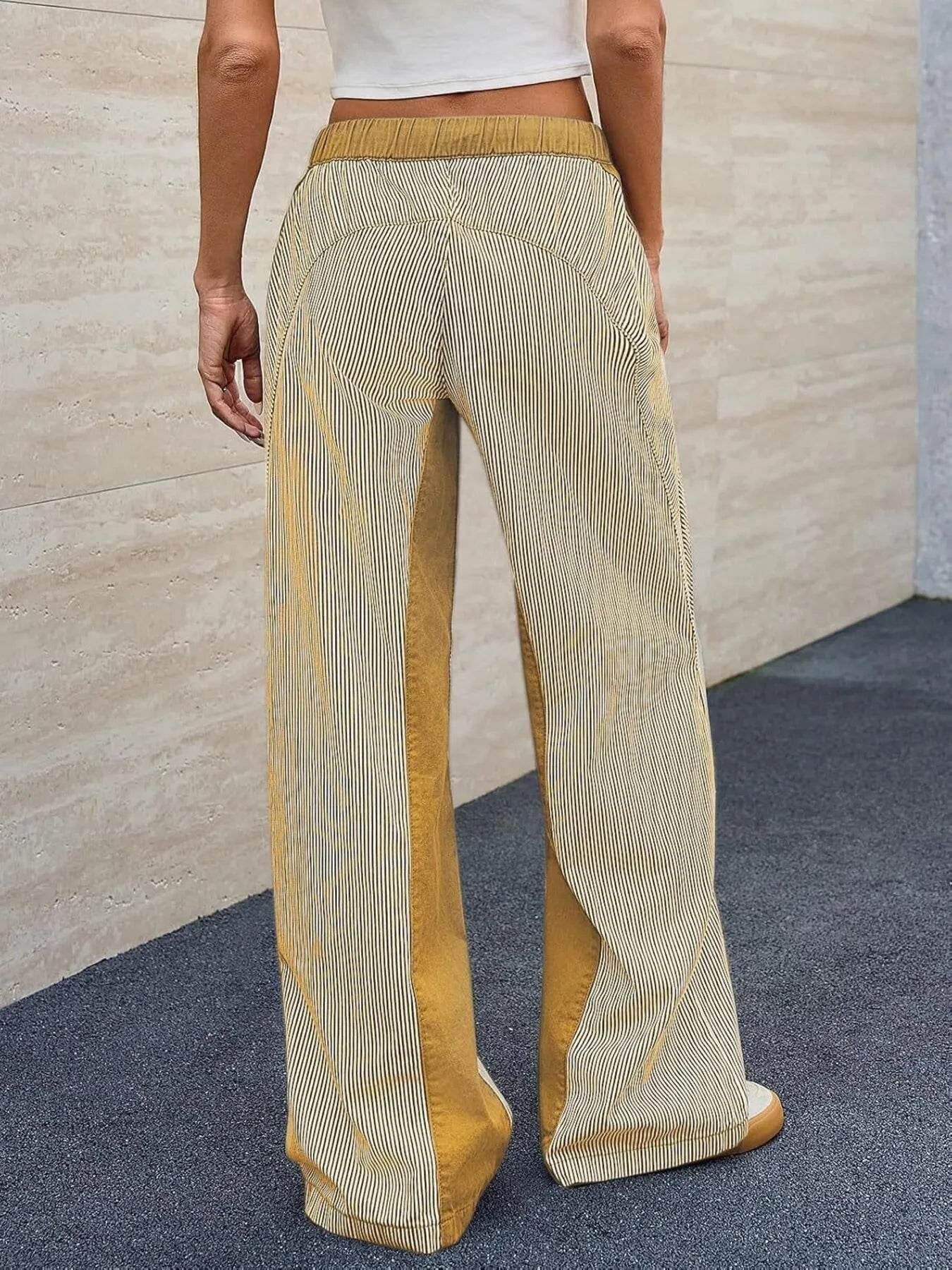Striped Wide Leg Jeans - Ultim8 Designs 4 U