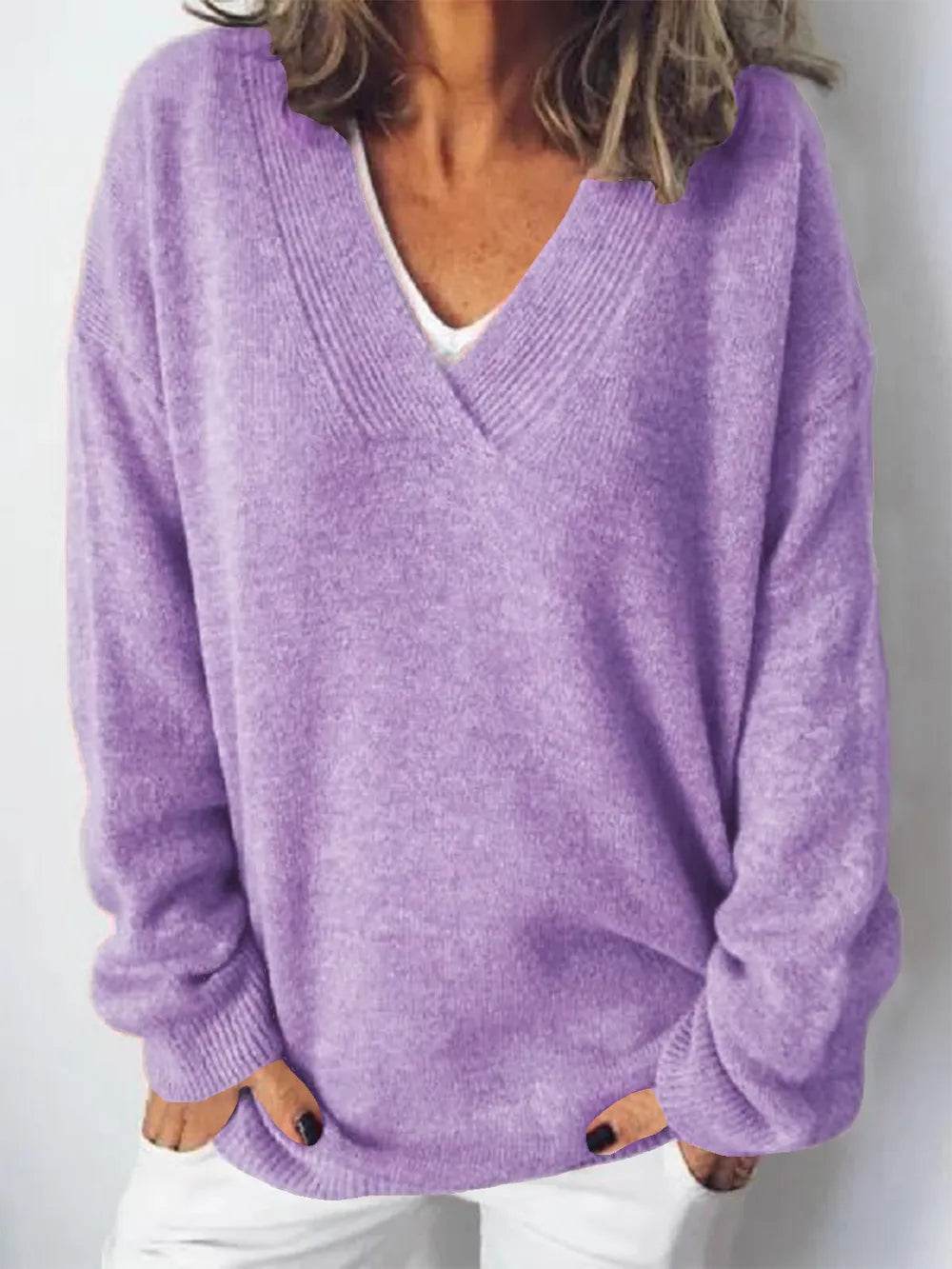 V-Neck Dropped Shoulder Sweater - Ultim8 Designs 4 U