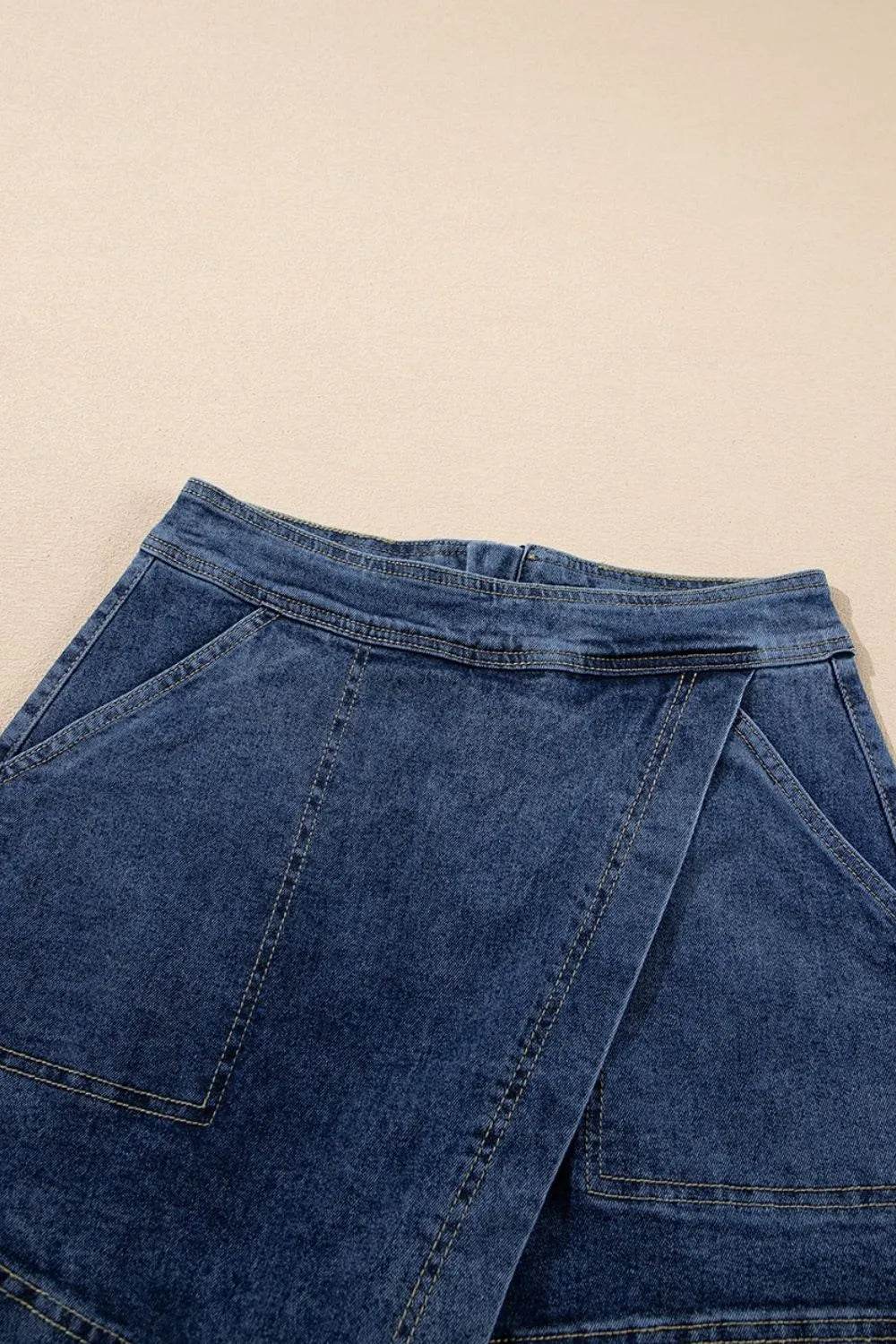Asymmetrical Denim Skort with Pockets - Ultim8 Designs 4 U