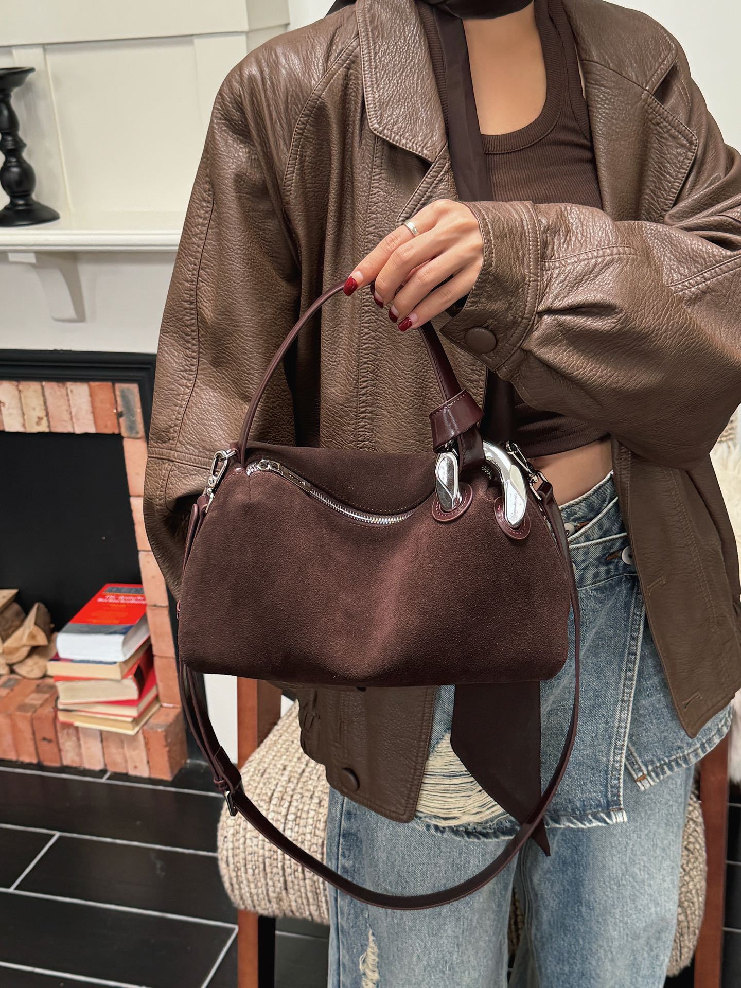 Handbags - Crossbody - Leather Frosted Suede Niche Design