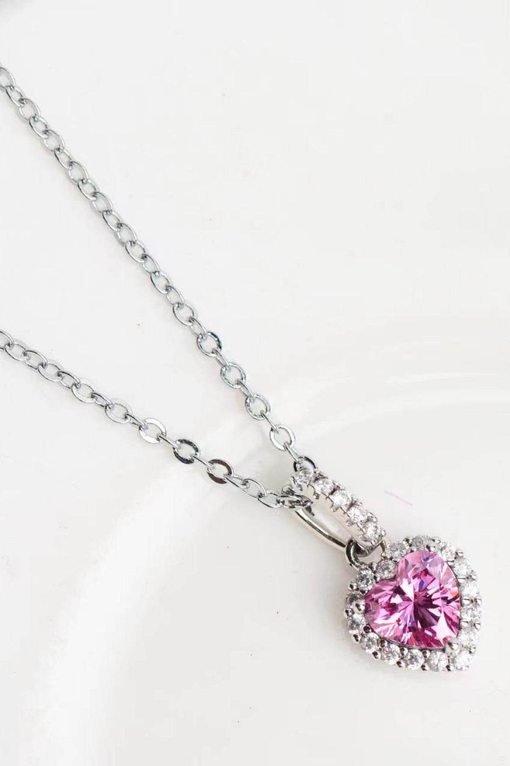 1 Carat Moissanite Heart Pendant Necklace - Ultim8 Designs 4 U