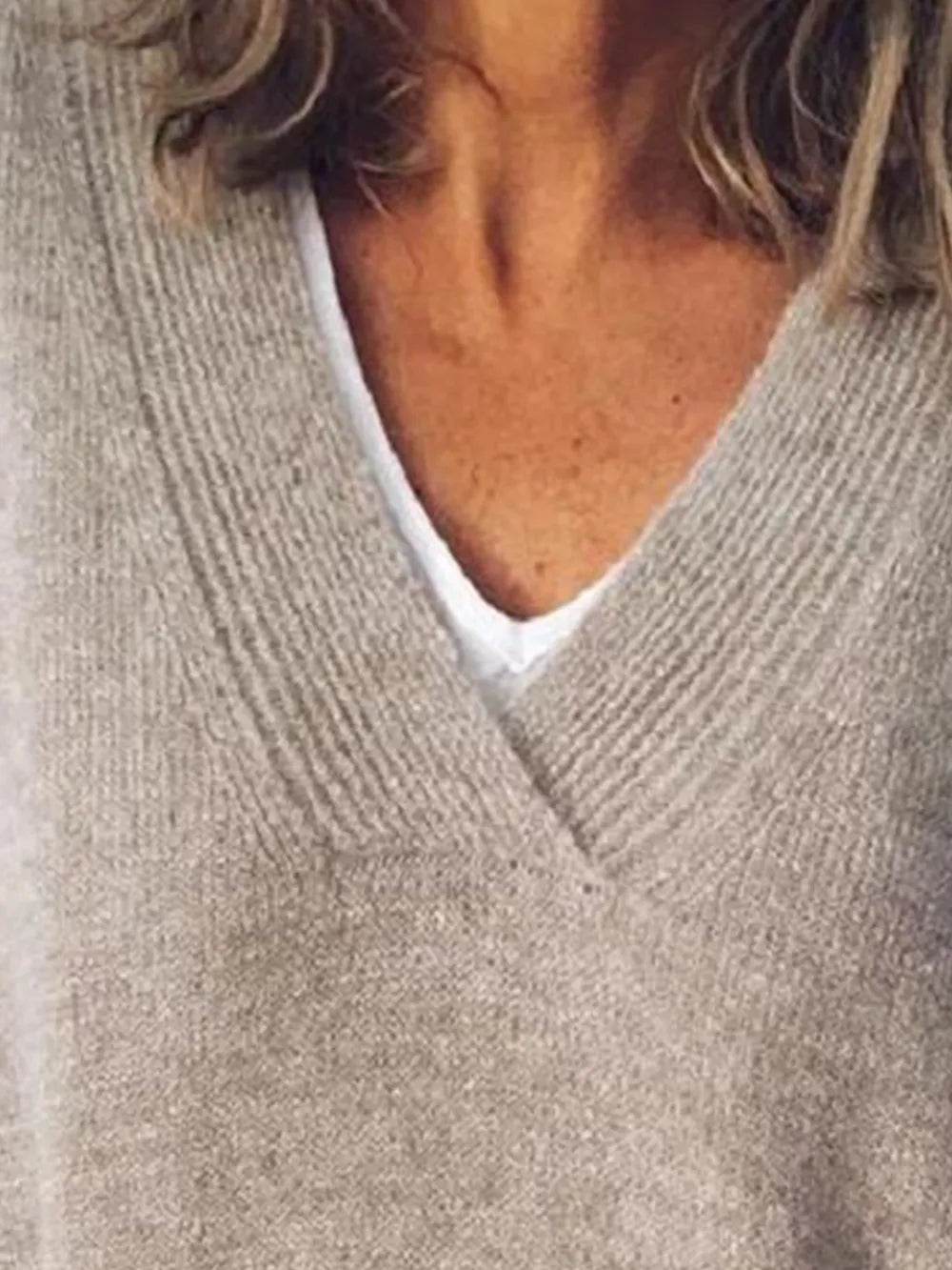 V-Neck Dropped Shoulder Sweater - Ultim8 Designs 4 U