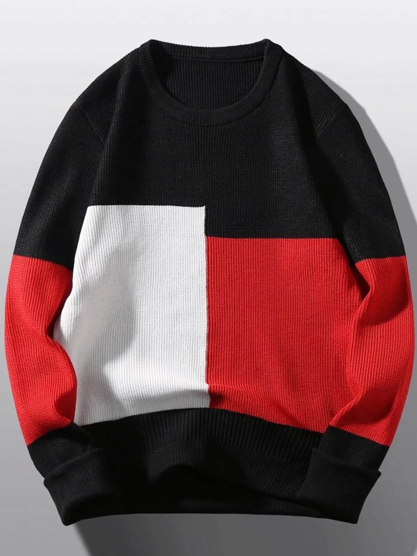 Men's Plus Size Color Block Round Neck Sweater - Ultim8 Designs 4 U