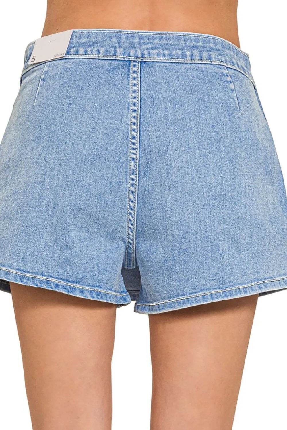 Zenana Wrap Front Skort Denim Shorts - Ultim8 Designs 4 U