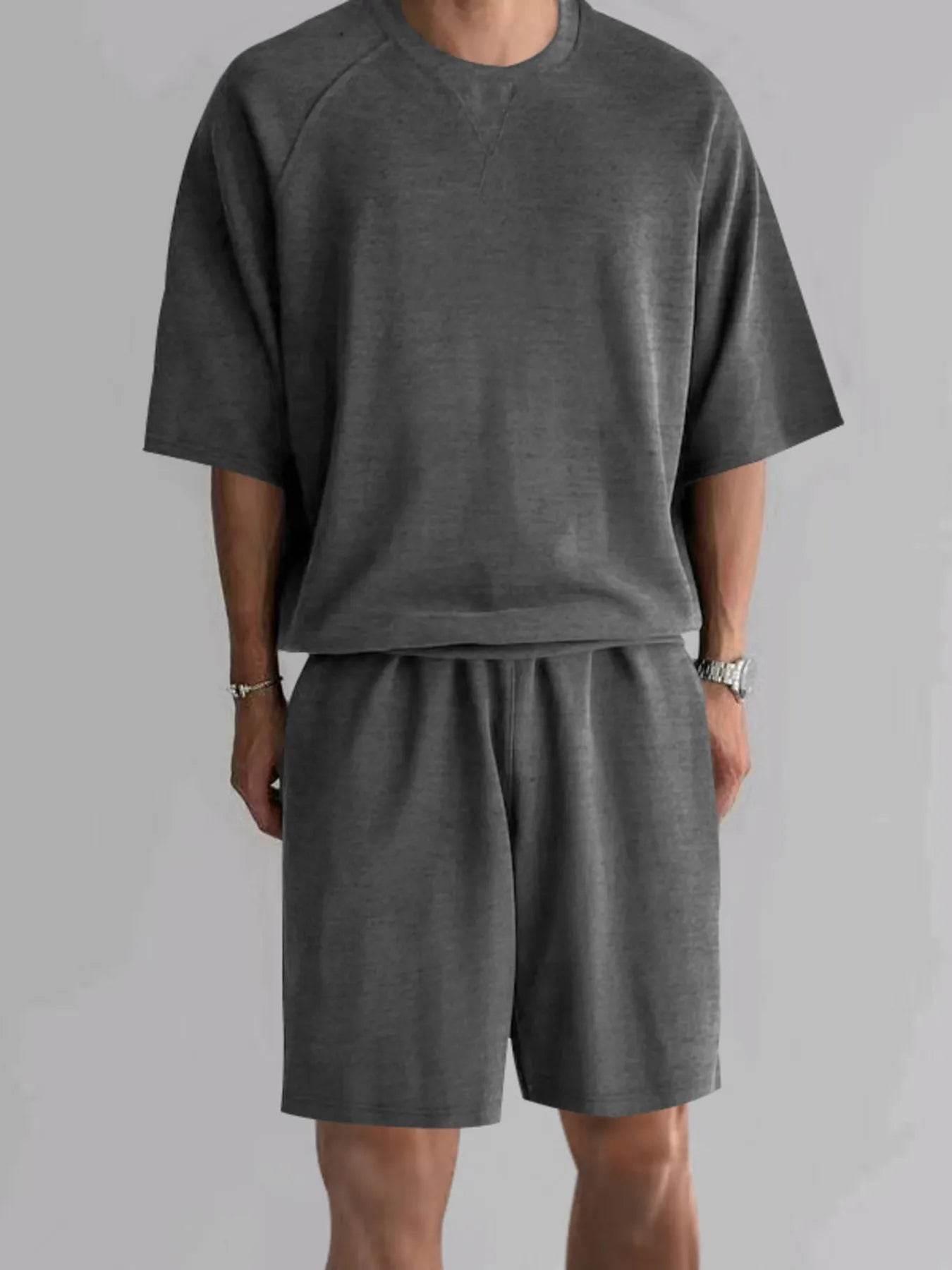 Men's Full Size Round Neck Top and Shorts Set Plus Size - Ultim8 Designs 4 U