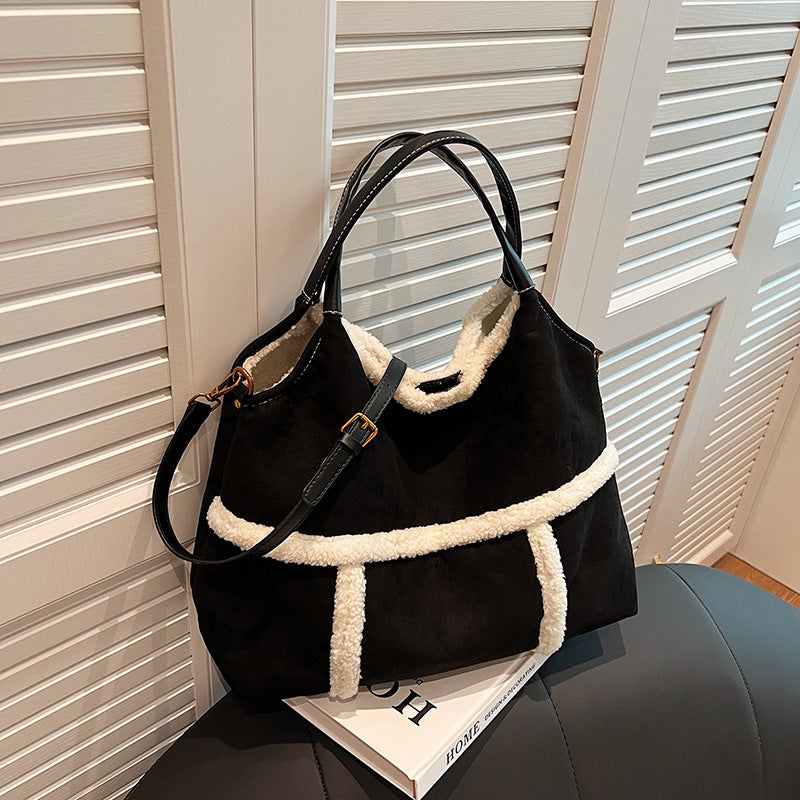 Handbags - Totes - 2pcs Women Plush Casual Large-Capacity Suede Winter