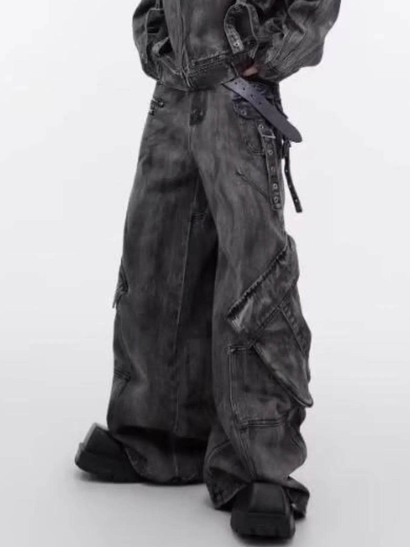 Men's Plus Size Wide Leg Cargo Jeans - Ultim8 Designs 4 U