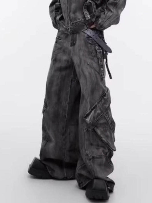Men's Plus Size Wide Leg Cargo Jeans - Ultim8 Designs 4 U