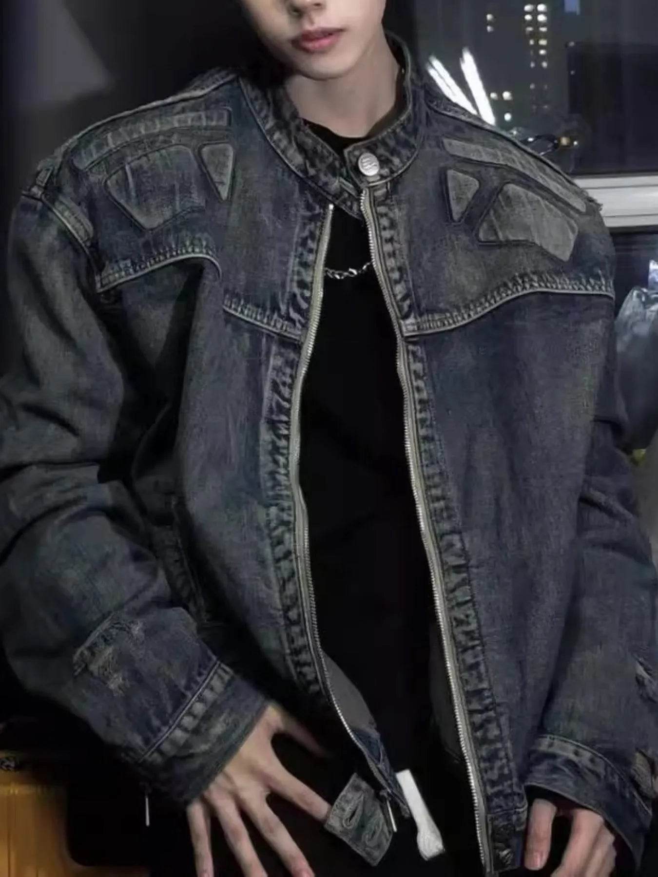 Men's Full Size Zip Up Washed Oversized Denim Jacket Plus Size - Ultim8 Designs 4 U