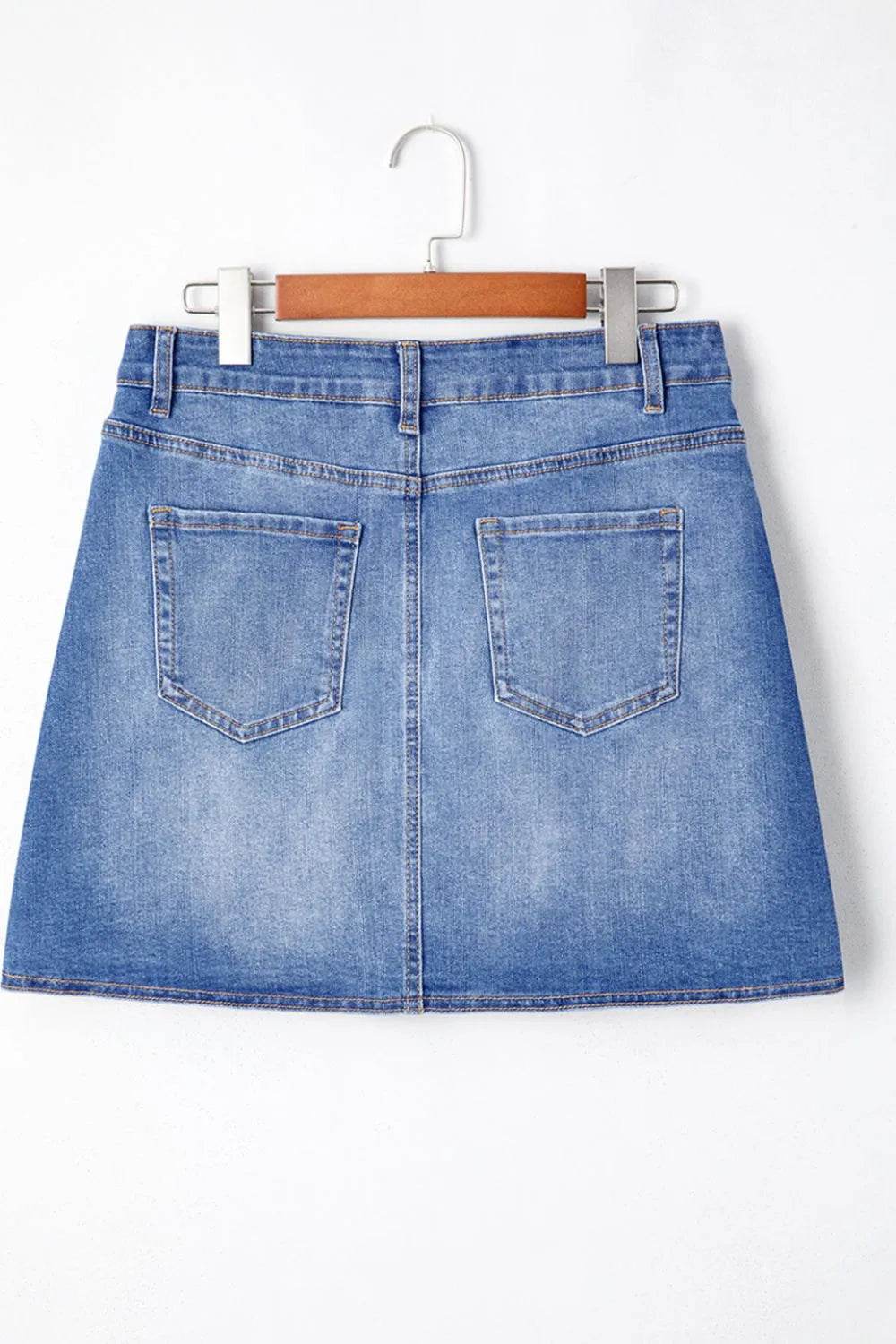 Wrapped Crossed Waist Denim Mini Skirt - Ultim8 Designs 4 U