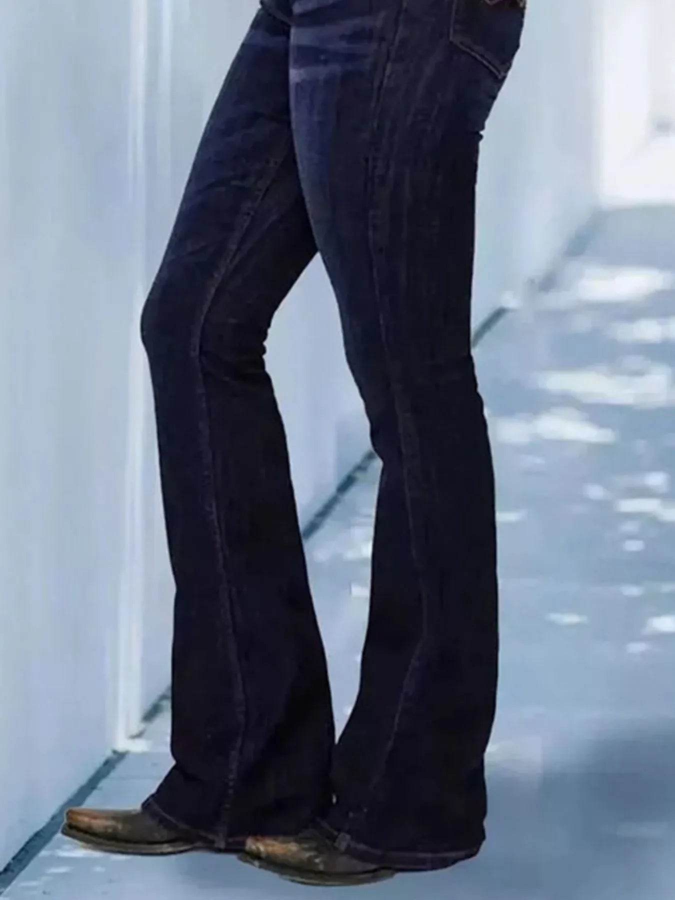 Full Size Wash Flare Jeans with Pockets Plus Size - Ultim8 Designs 4 U