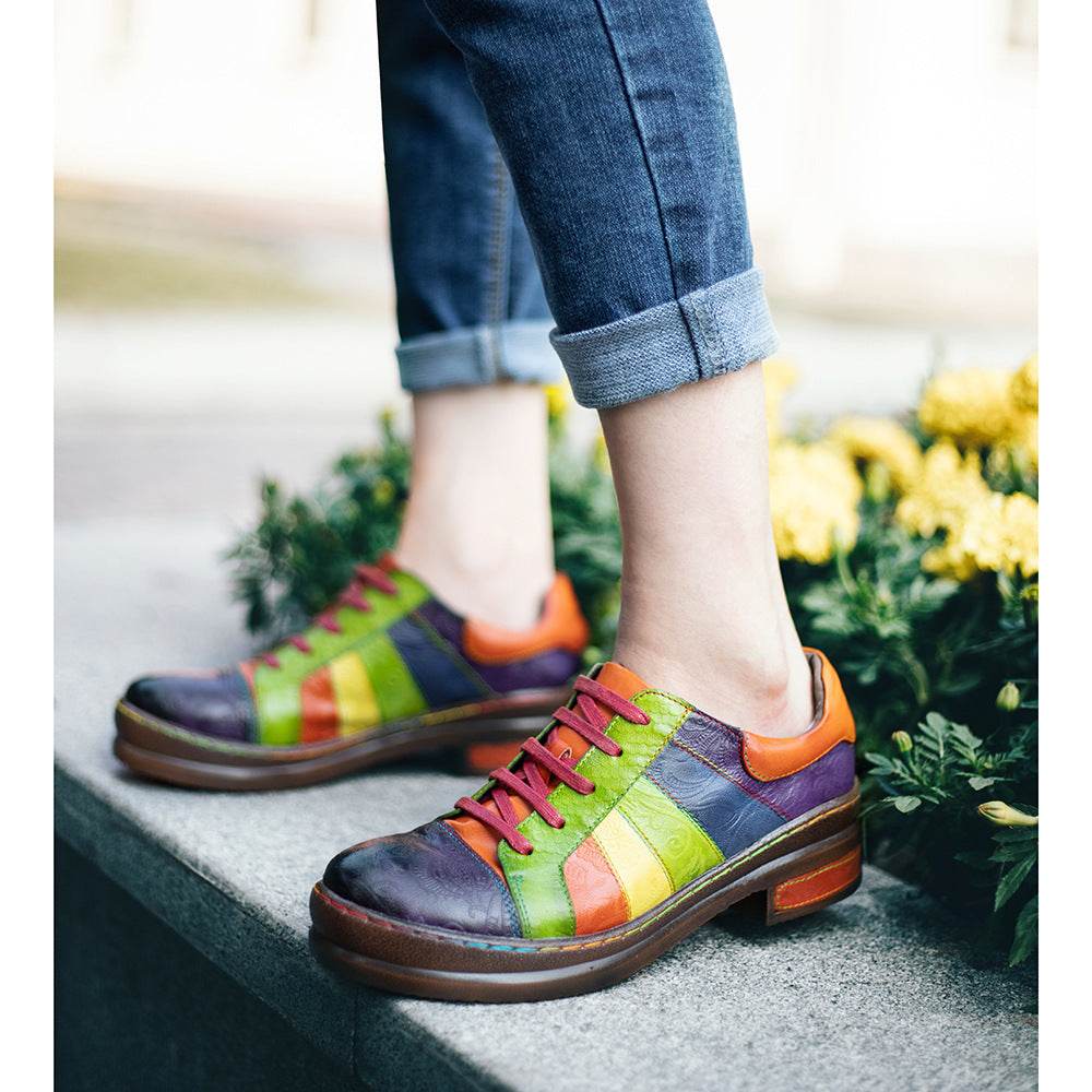 Hand-rubbed Color Stitching Spring Leather Women's Shoes - Ultim8 Designs 4 U