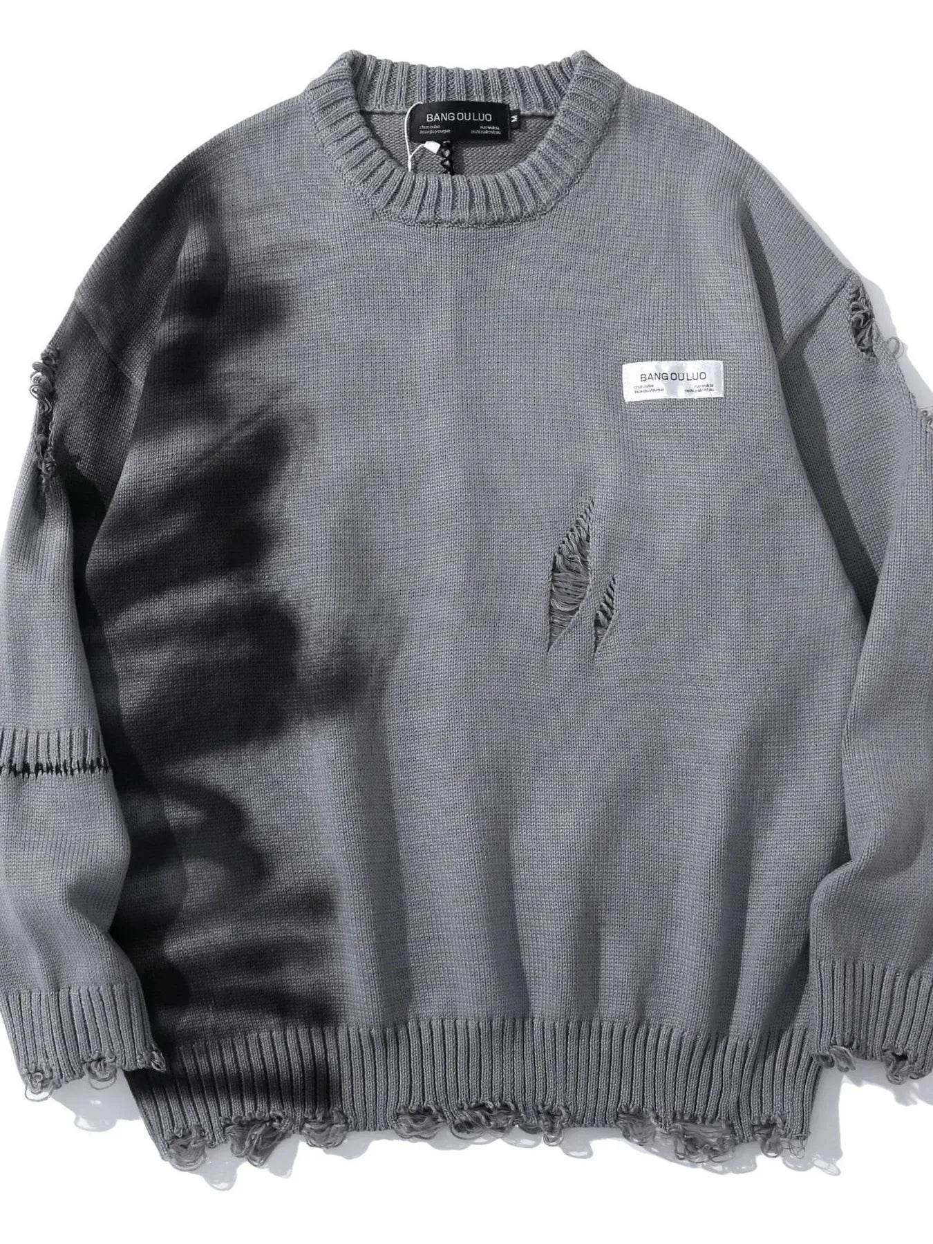 Men's Distressed Oversized Knit Sweater - Ultim8 Designs 4 U