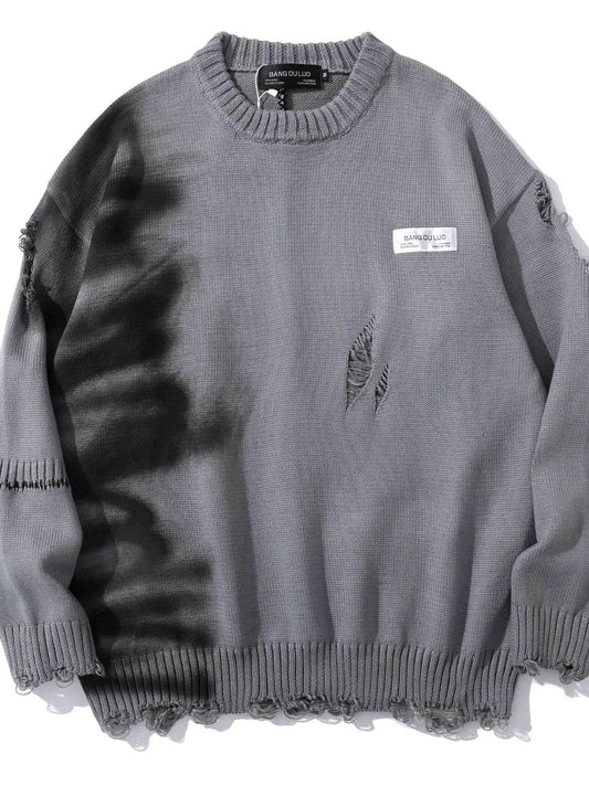 Men's Distressed Oversized Knit Sweater - Ultim8 Designs 4 U