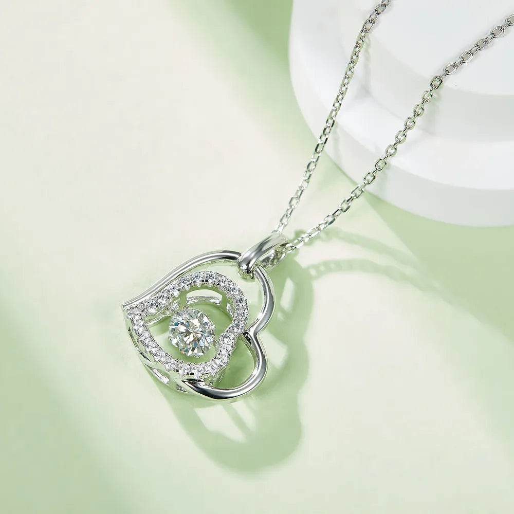 Moissanite 925 Sterling Silver Heart Necklace - Ultim8 Designs 4 U