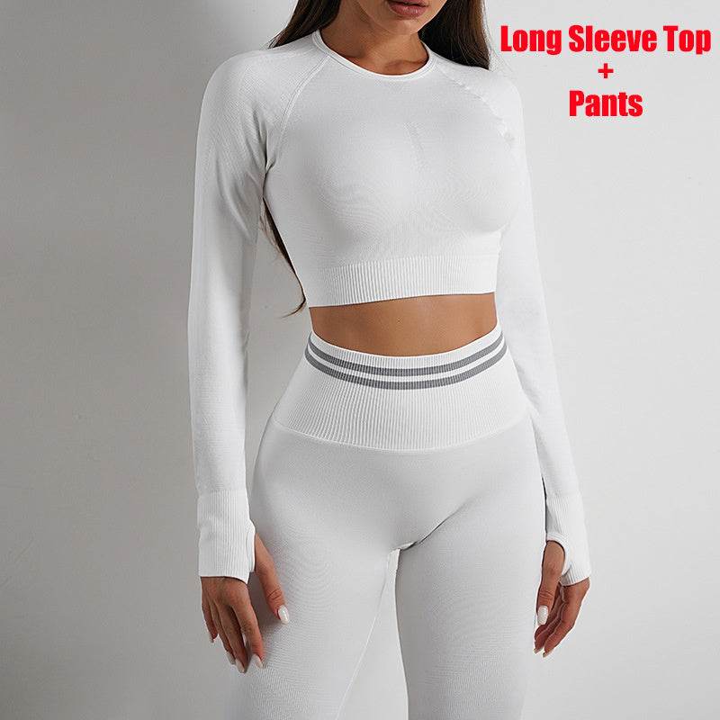 Seamless Yoga Pants Sports Gym Fitness Leggings Or Long Sleeve Tops Outfits Butt Lifting Slim Workout Sportswear Clothing - Ultim8 Designs 4 U