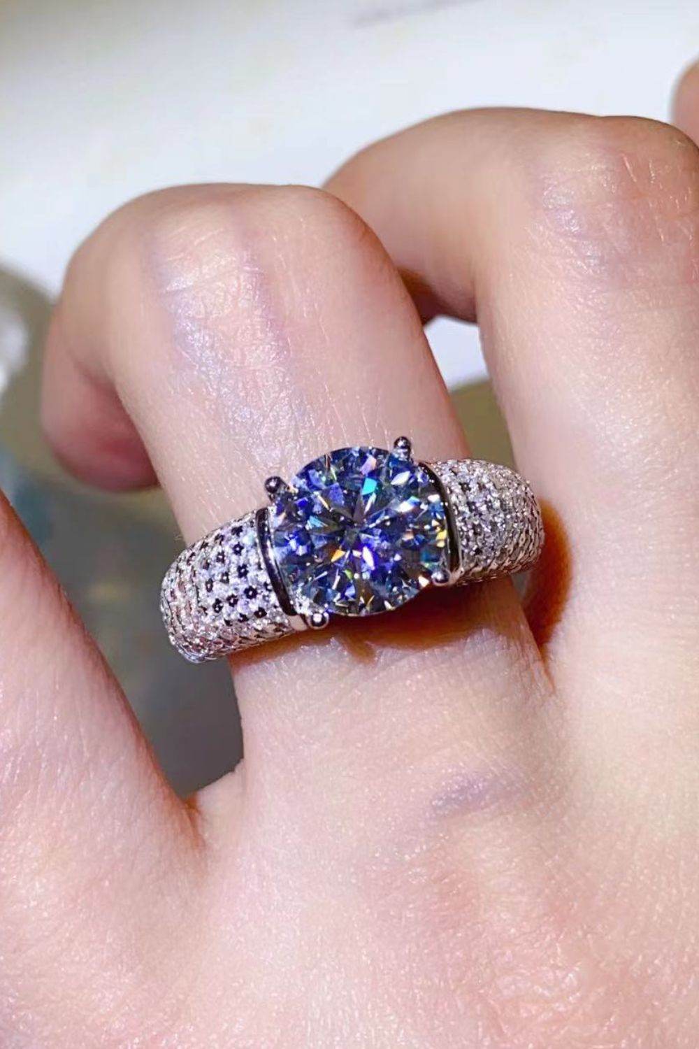 3 Carat Moissanite Side Stone Ring - Ultim8 Designs 4 U