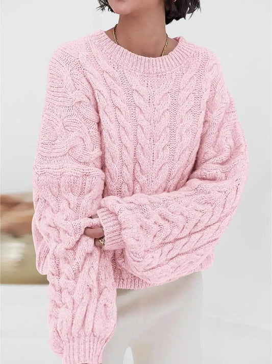 Cable Knit Long Sleeve Sweater - Ultim8 Designs 4 U