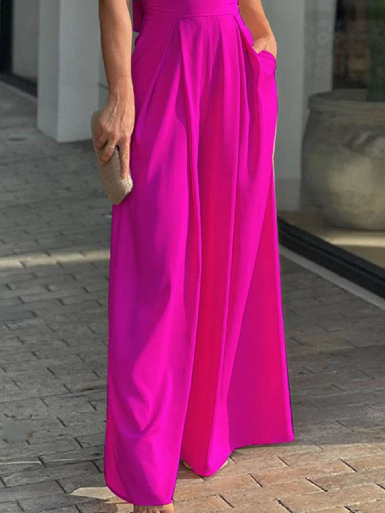 Full Size Cutout V-Neck Puff Sleeve Jumpsuit Plus Size - Ultim8 Designs 4 U