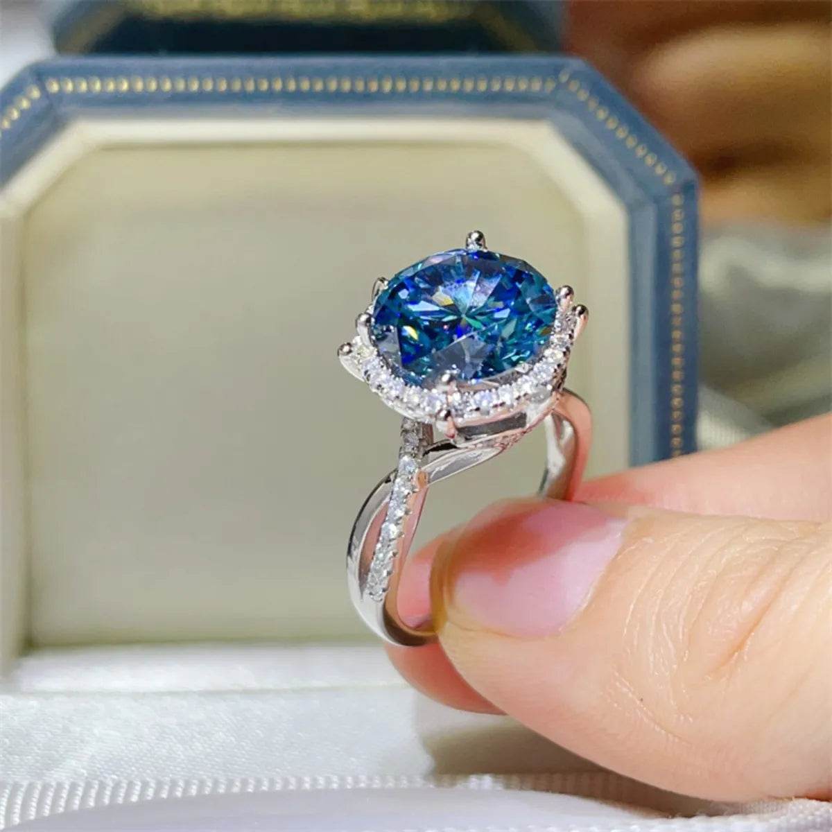 5 Carat Moissanite Halo Engagement Ring - Ultim8 Designs 4 U