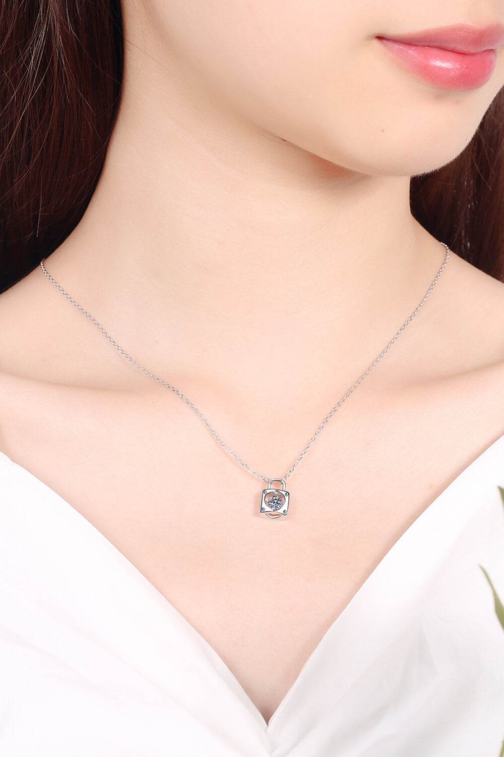 Adored Moissanite Lock Pendant Necklace - Ultim8 Designs 4 U