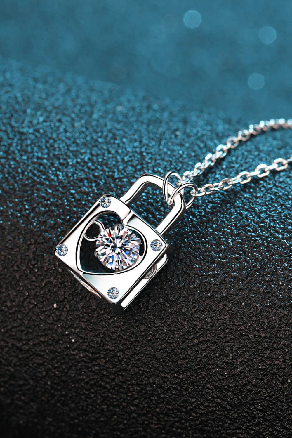 Adored Moissanite Lock Pendant Necklace - Ultim8 Designs 4 U