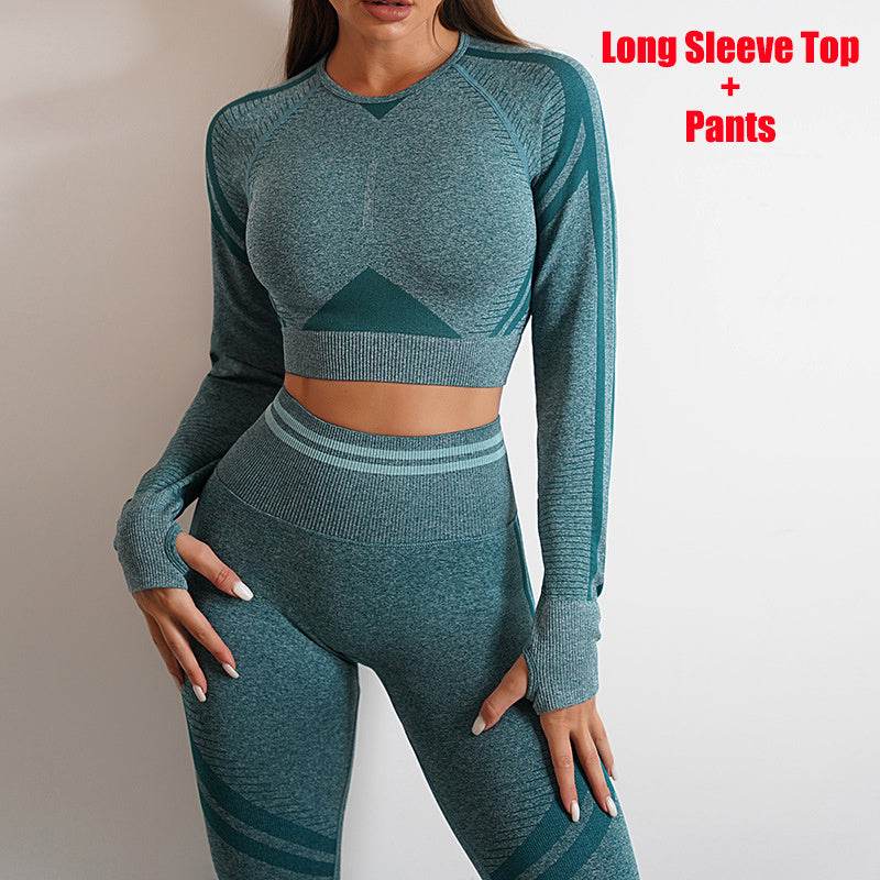 Seamless Yoga Pants Sports Gym Fitness Leggings Or Long Sleeve Tops Outfits Butt Lifting Slim Workout Sportswear Clothing - Ultim8 Designs 4 U