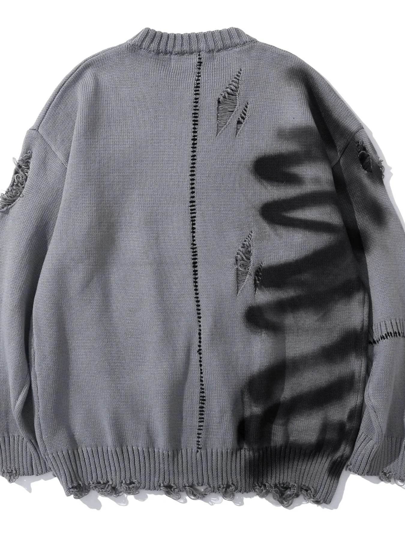 Men's Distressed Oversized Knit Sweater - Ultim8 Designs 4 U