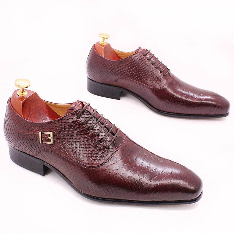 Men's Leather Snake Print Leather Shoes Business Dress Shoes - Ultim8 Designs 4 U