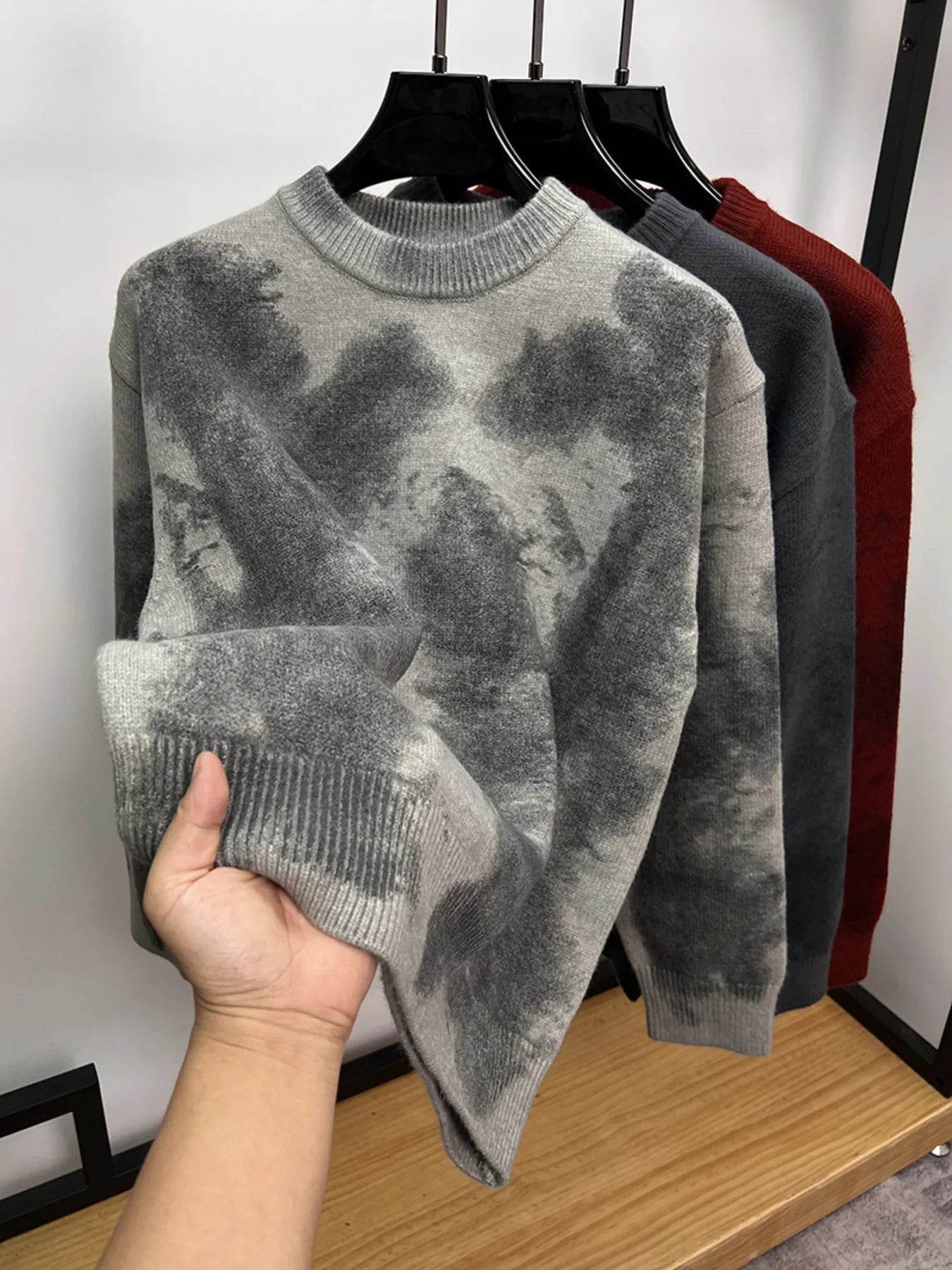 Men's Plus Size Ribbed Hem Round Neck Sweater - Ultim8 Designs 4 U