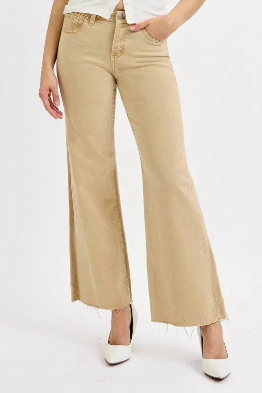 RISEN Full Size Raw Hem Wide Leg Jeans Plus Size - Ultim8 Designs 4 U
