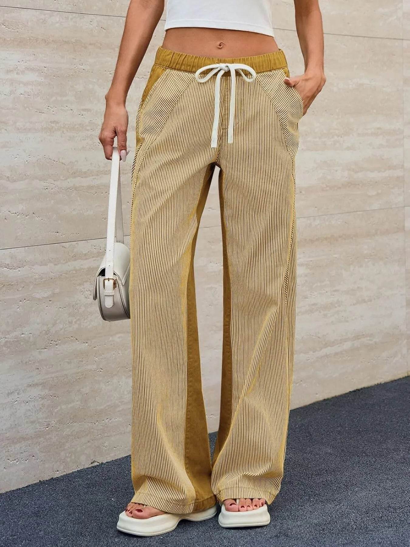 Striped Wide Leg Jeans - Ultim8 Designs 4 U