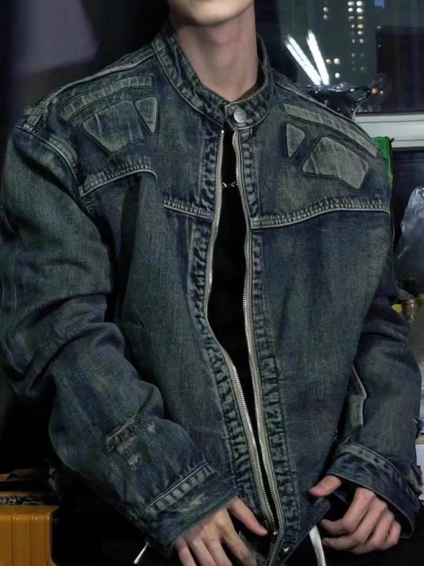 Men's Full Size Zip Up Washed Oversized Denim Jacket Plus Size - Ultim8 Designs 4 U