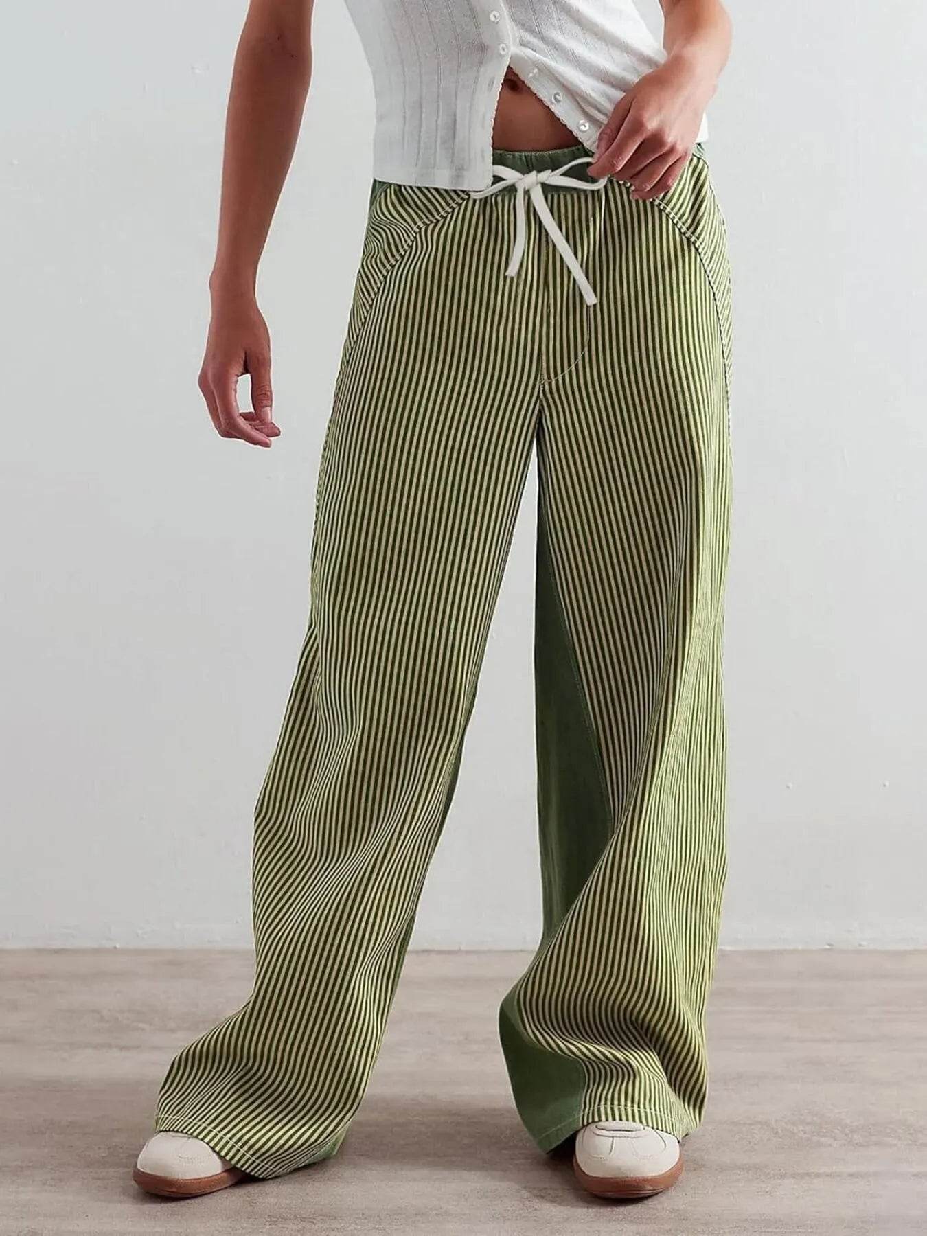 Striped Wide Leg Jeans - Ultim8 Designs 4 U