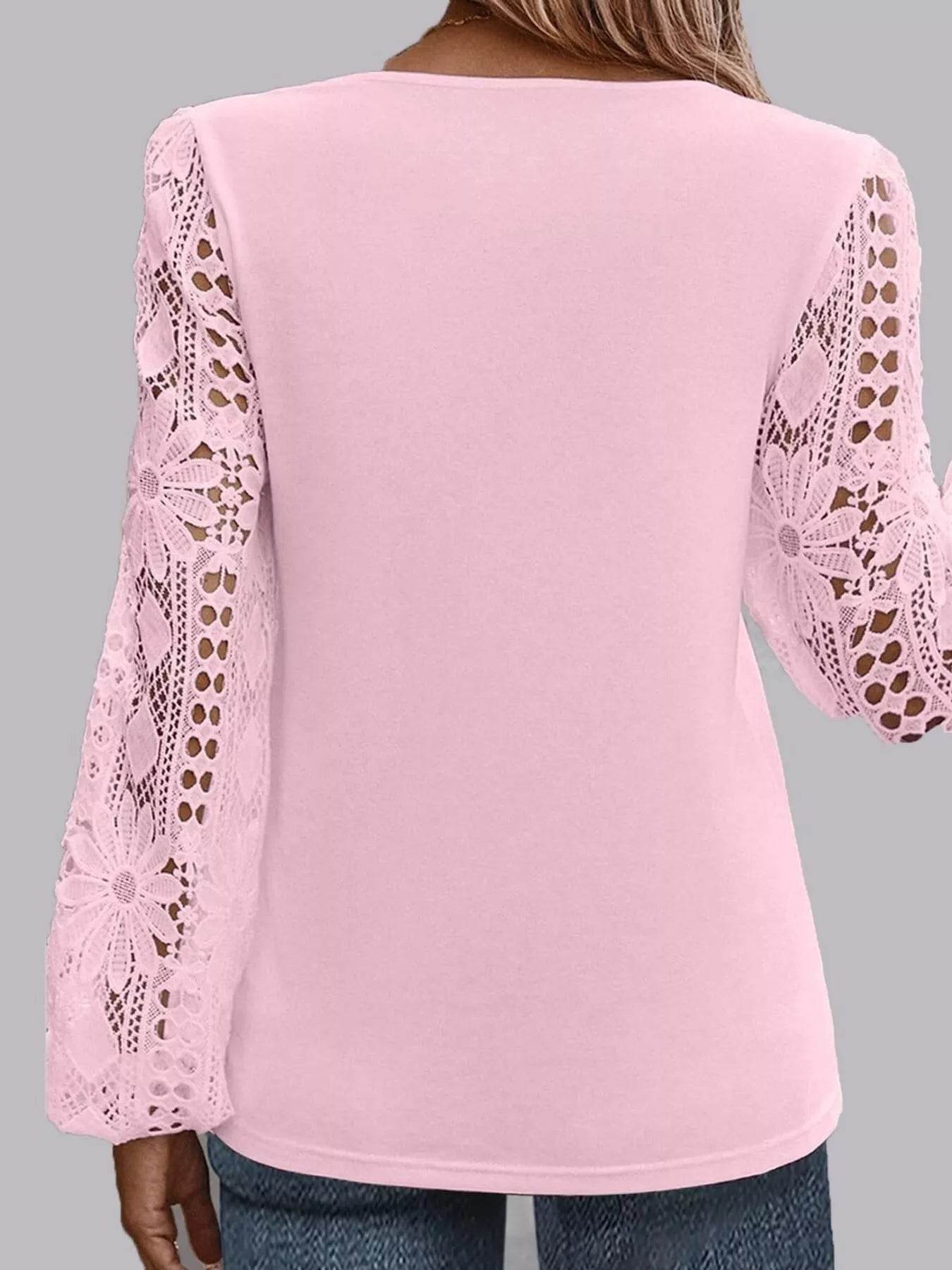 Asymmetrical Lace Long Sleeve Blouse - Ultim8 Designs 4 U