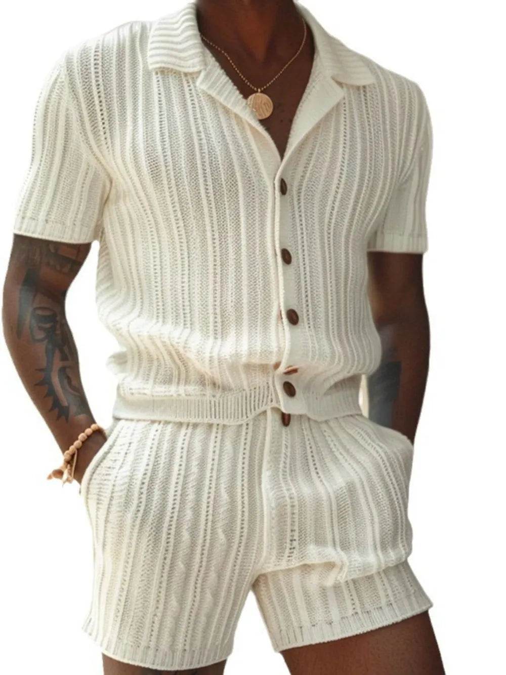 Men's Plus Size Button Down Lounge Set - Ultim8 Designs 4 U