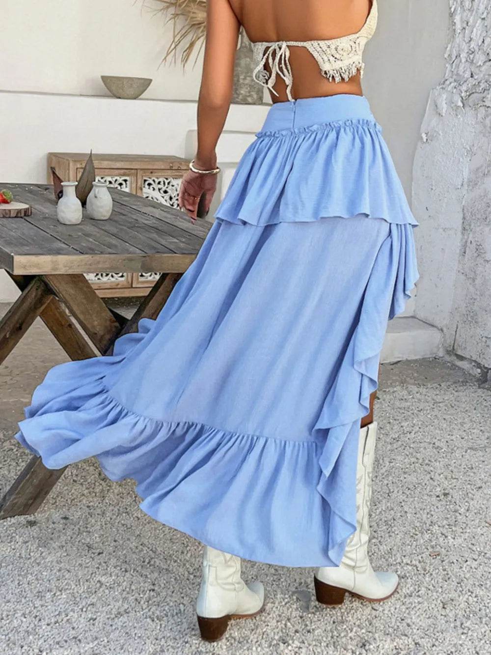 Devine High-Low Ruched Layered Skirt - Ultim8 Designs 4 U