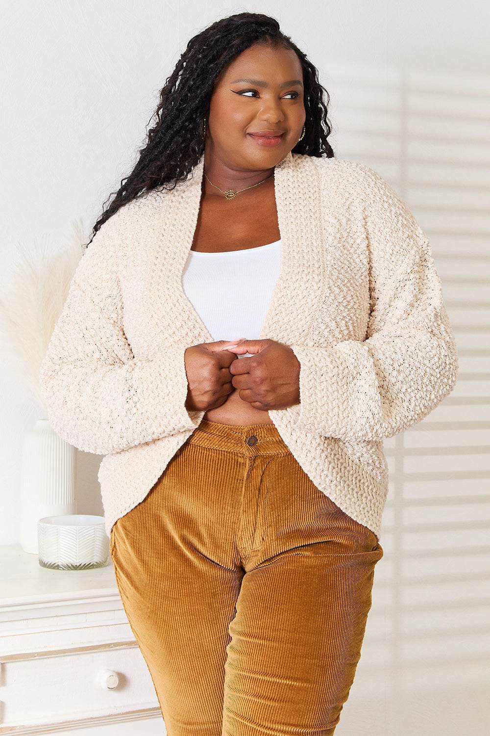 Double Take Open Front Long Sleeve Cardigan - Ultim8 Designs 4 U