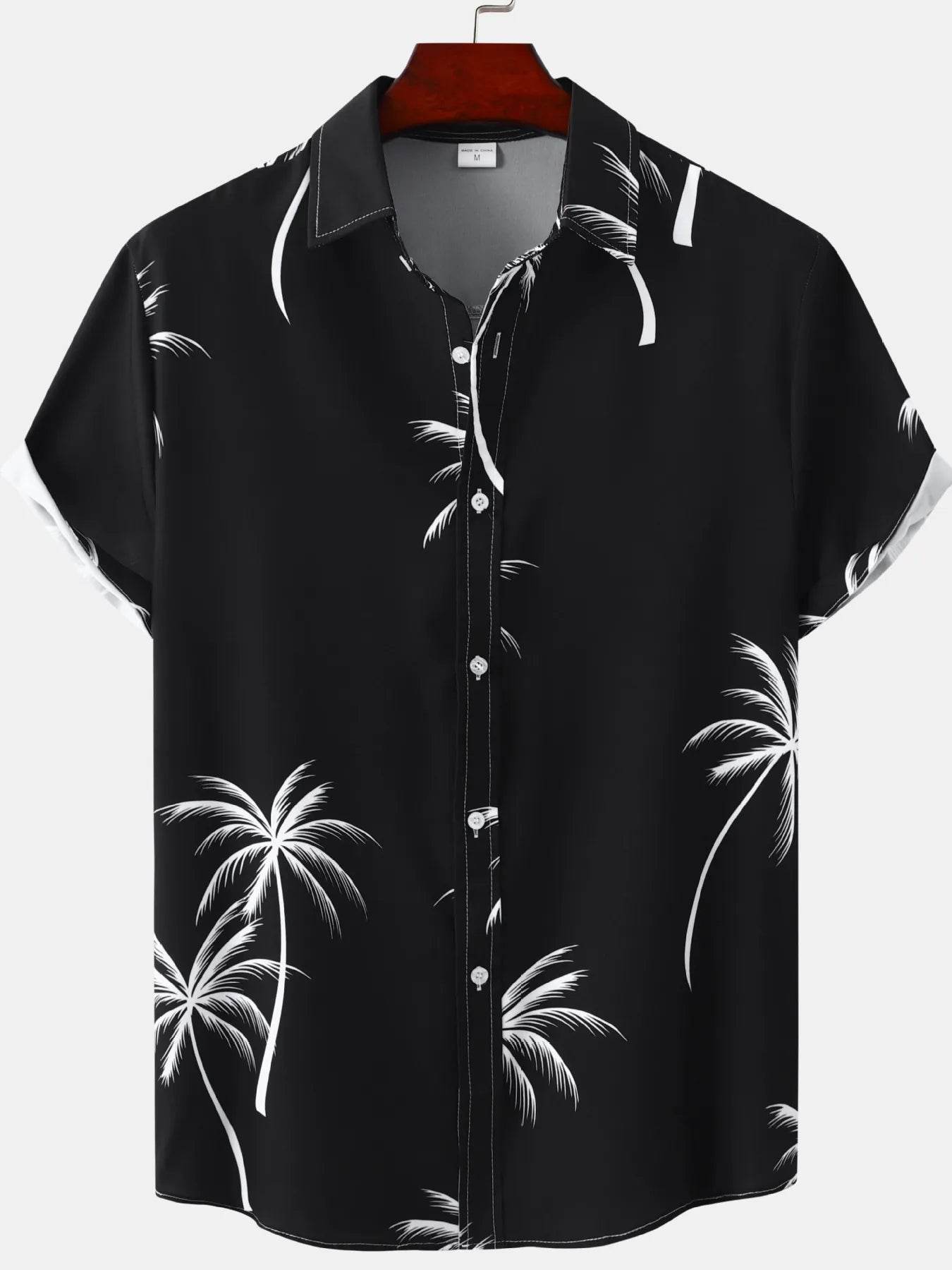 Men's Plus Size Tropical Palm Print Short Sleeve Button Down Shirt - Ultim8 Designs 4 U