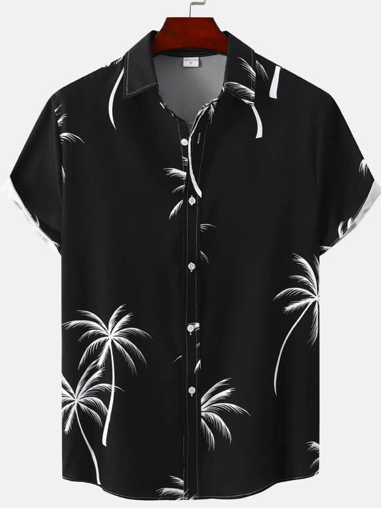 Men's Plus Size Tropical Palm Print Short Sleeve Button Down Shirt - Ultim8 Designs 4 U