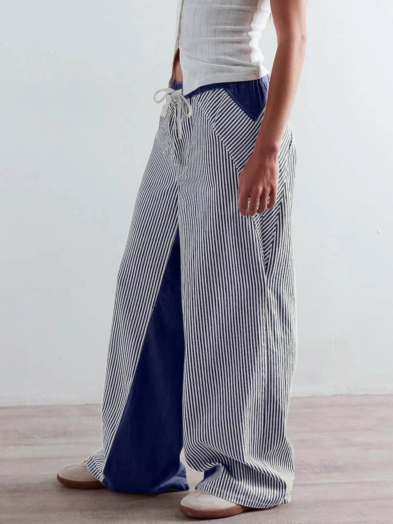 Striped Wide Leg Jeans - Ultim8 Designs 4 U