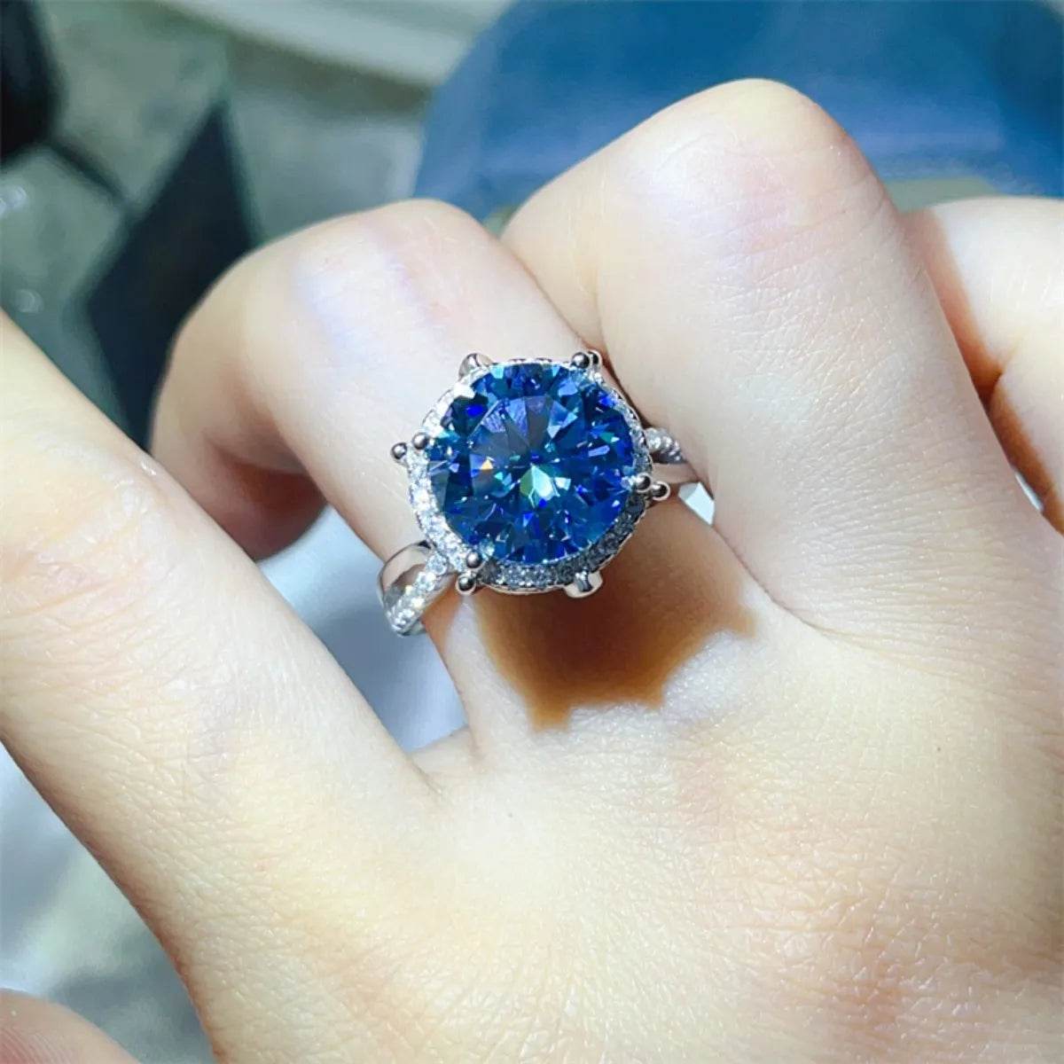 5 Carat Moissanite Halo Engagement Ring - Ultim8 Designs 4 U