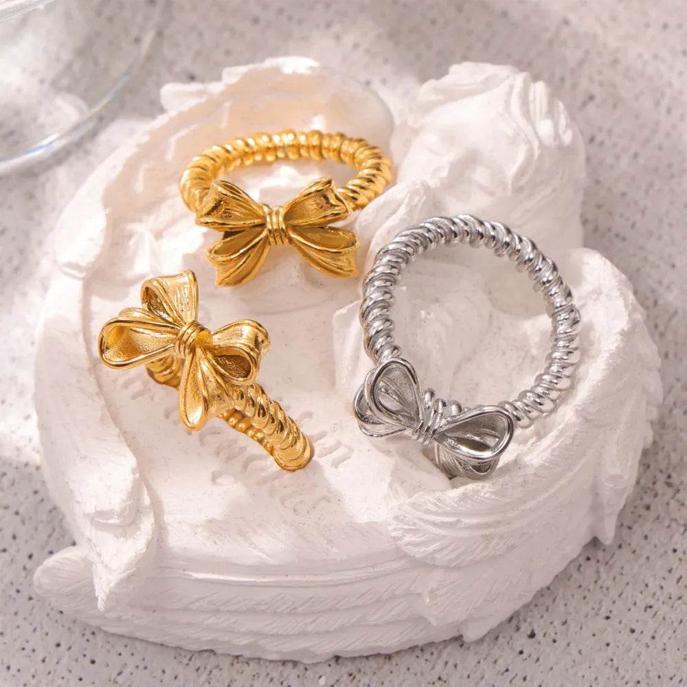 Twisted Titanium Steel Bow Ring - Ultim8 Designs 4 U