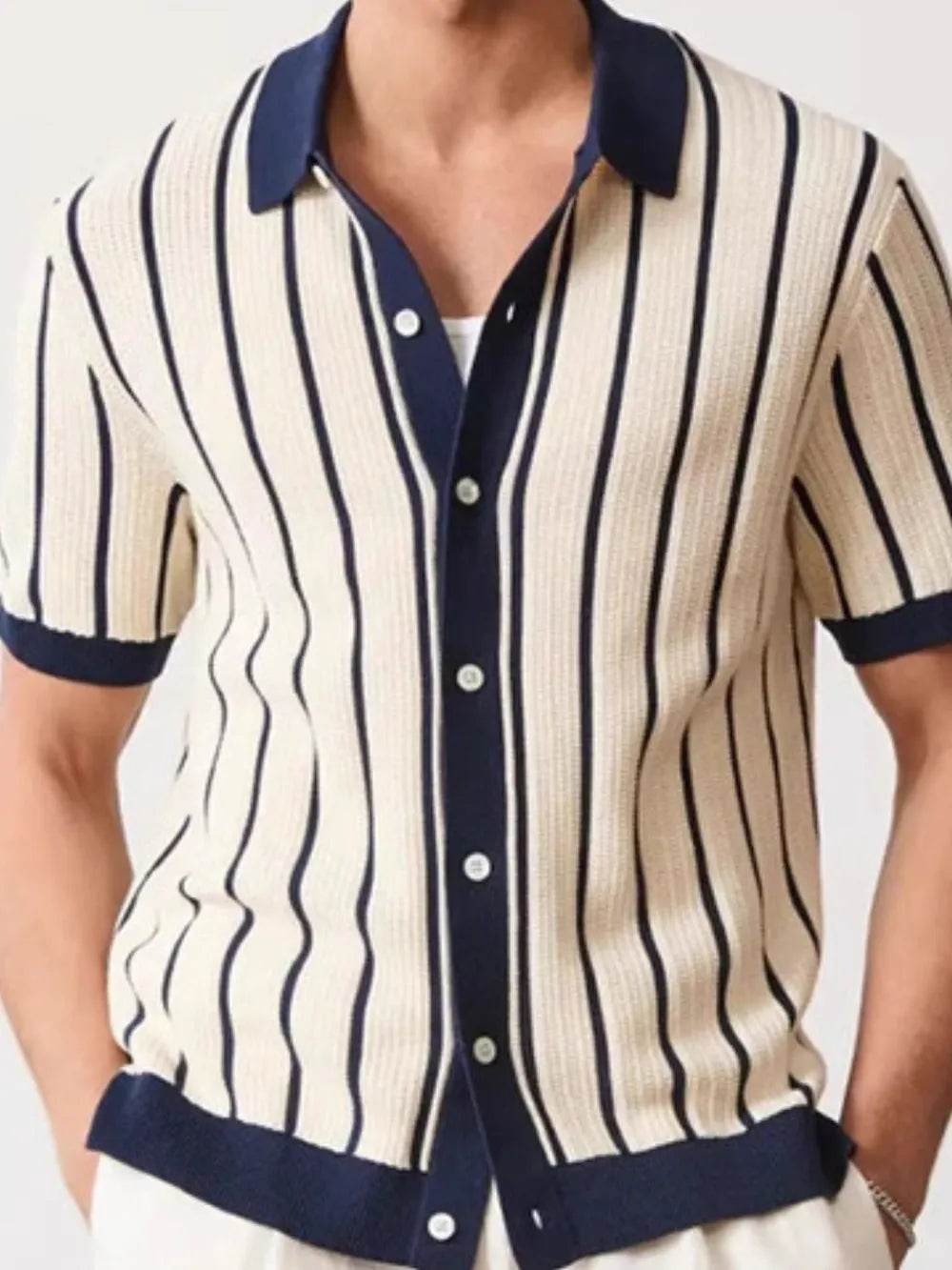 Men's Plus Size Striped Button Down Short Sleeve Shirt - Ultim8 Designs 4 U