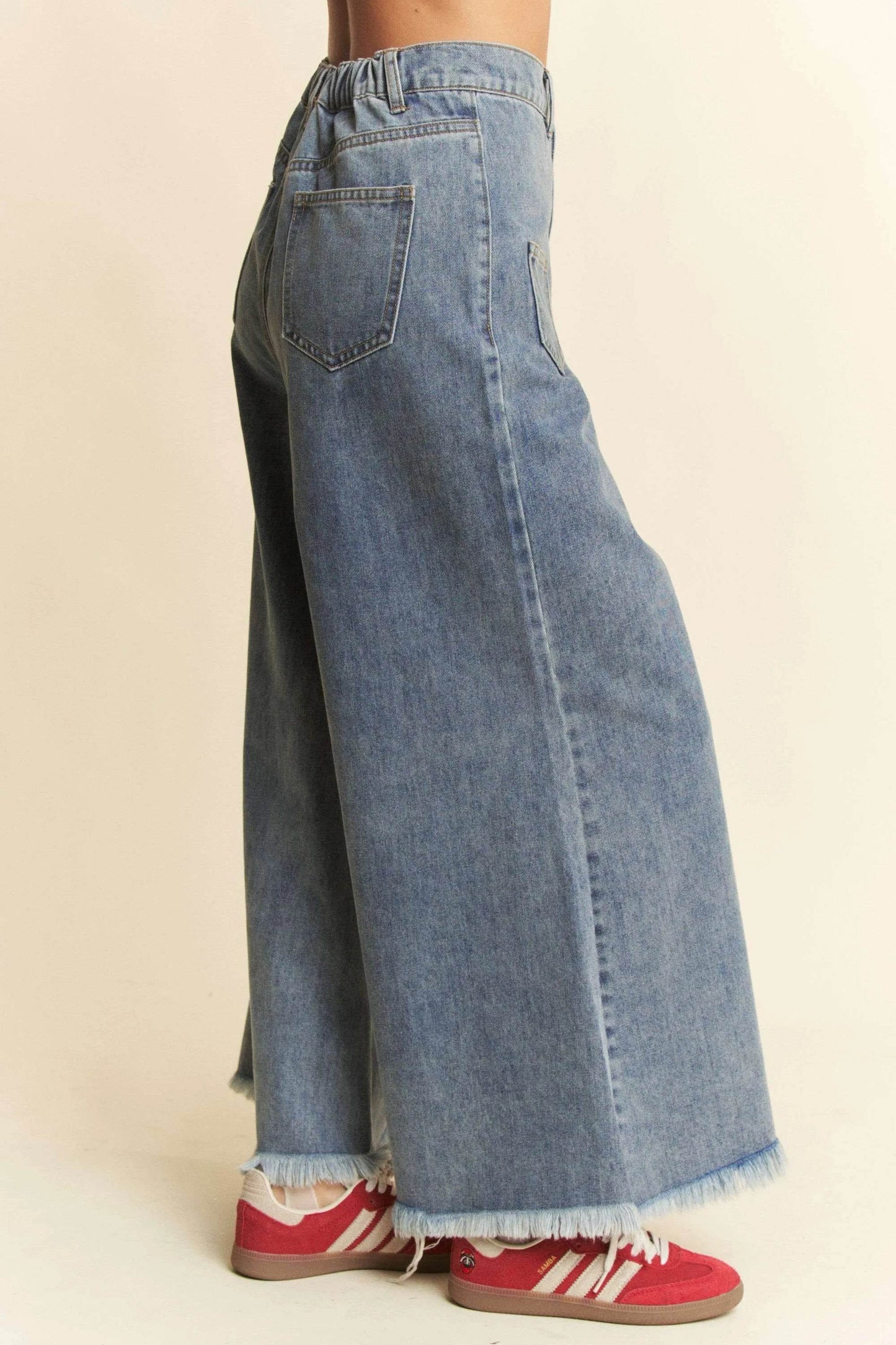 Davi & Dani Patch Pocket Wide Leg Culotte Jeans - Ultim8 Designs 4 U