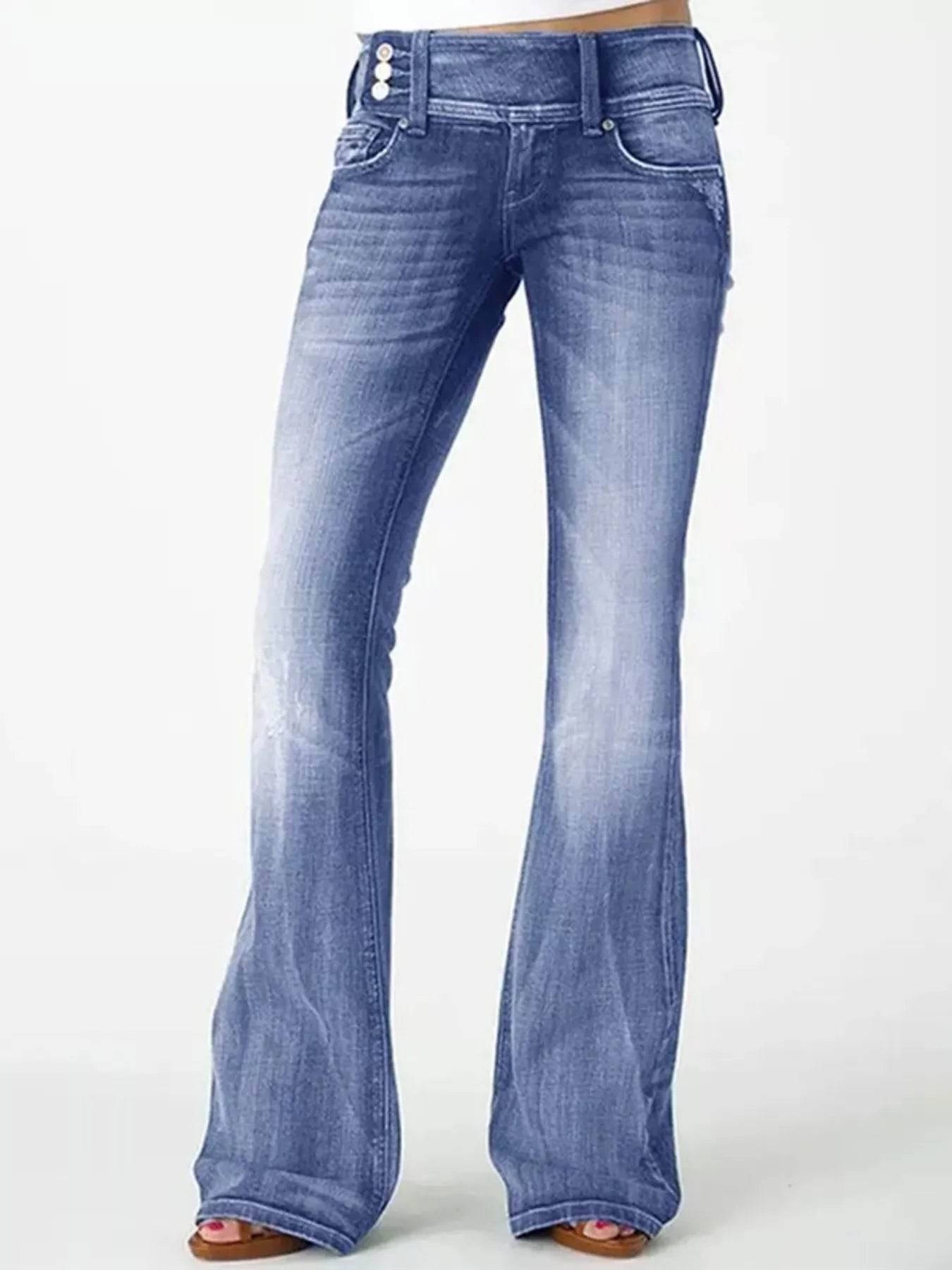 Full Size Vintage Wash Flare Jeans Plus Size - Ultim8 Designs 4 U