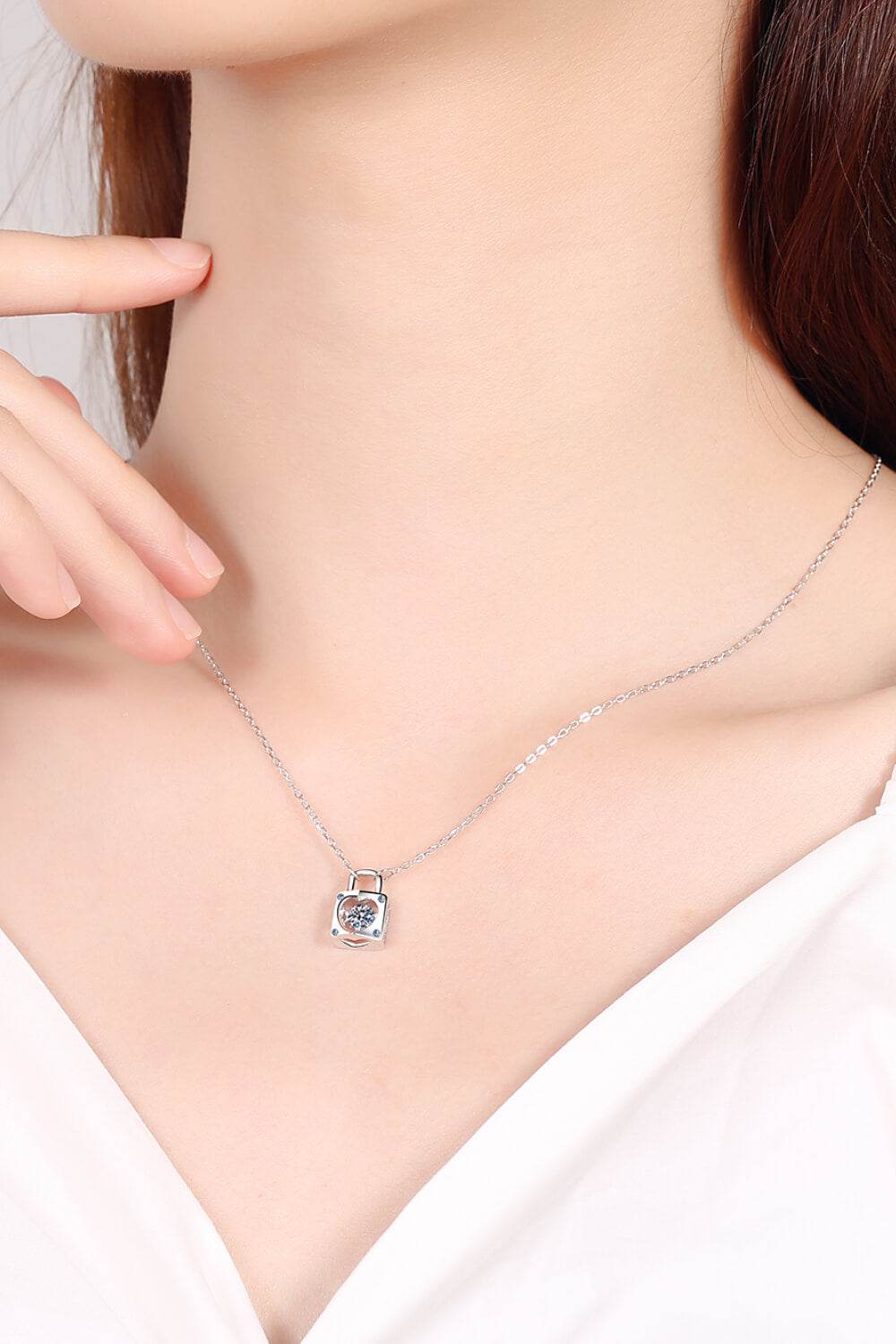 Adored Moissanite Lock Pendant Necklace - Ultim8 Designs 4 U