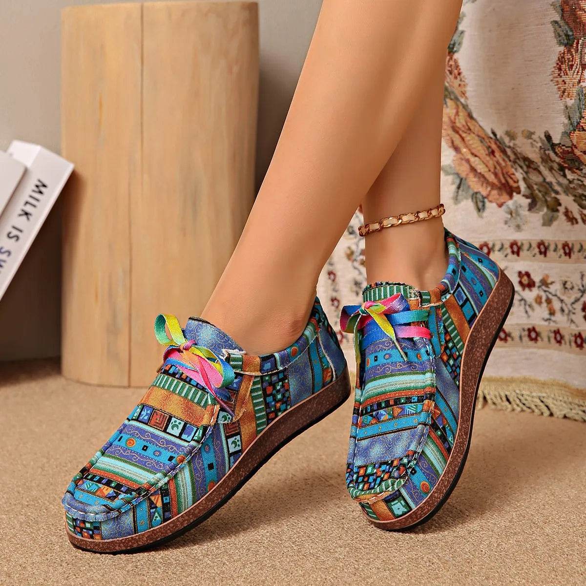Printed Round Toe Sneakers - Ultim8 Designs 4 U