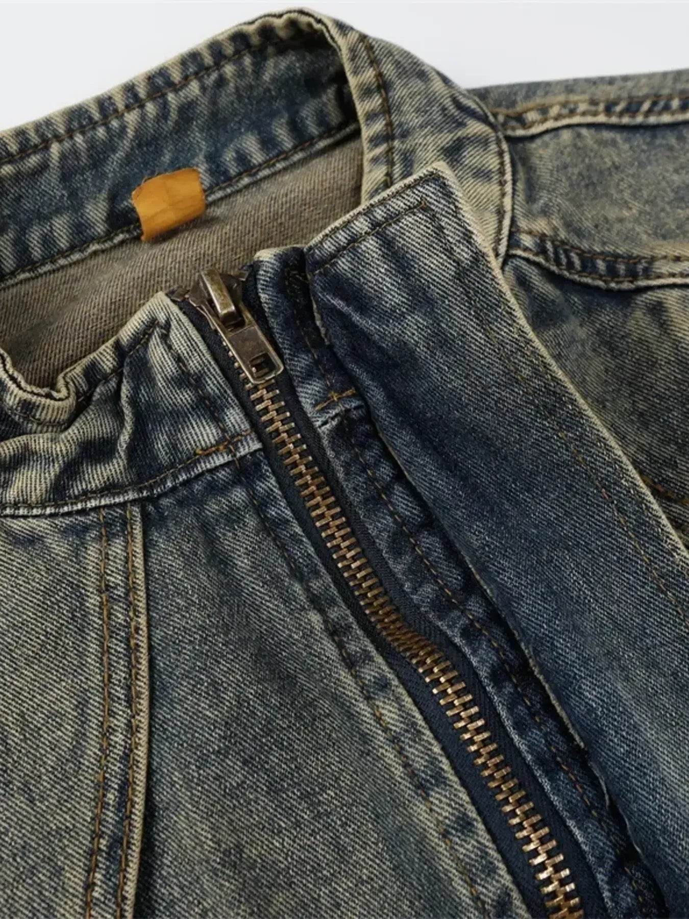 Men's Plus Size Zip Up Long Sleeve Denim Jacket - Ultim8 Designs 4 U