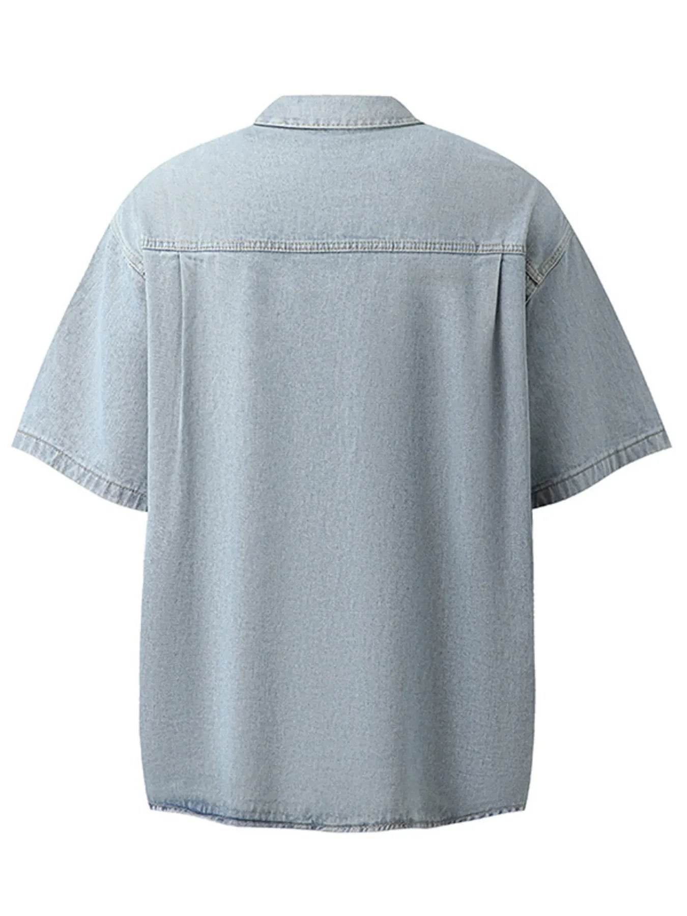 Men's Washed Short Sleeve Denim Shirt - Ultim8 Designs 4 U